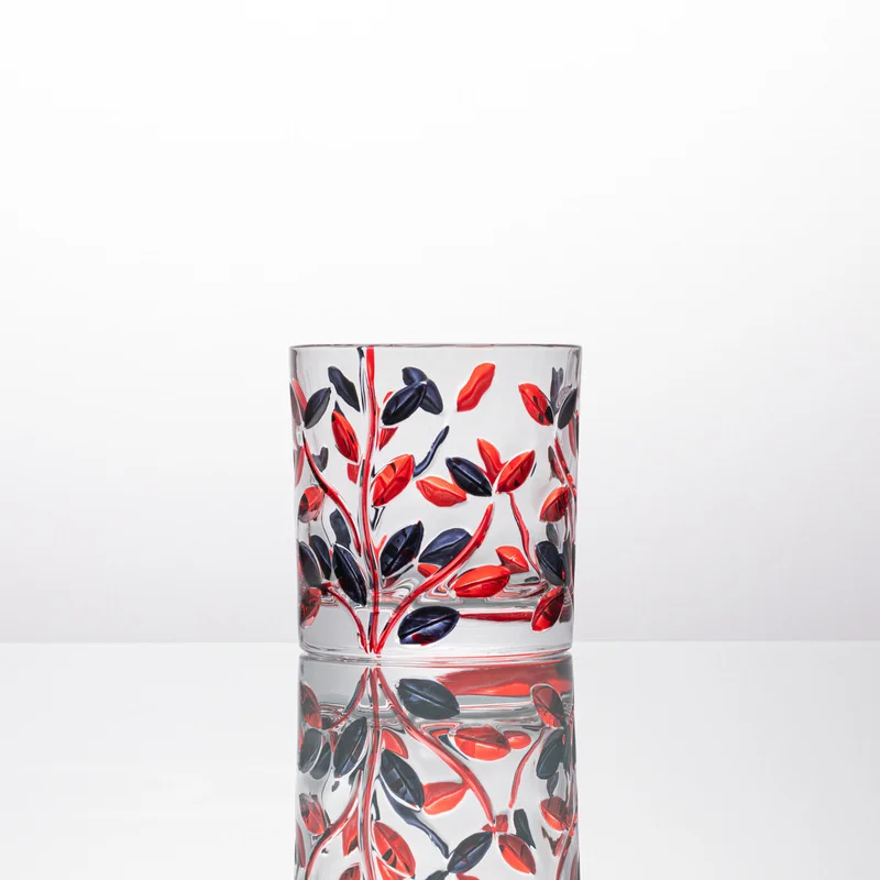 

Italy Murano Design Colored Whiskey Glass Laurel Leaves National Essence Zecchin Crystal Drink Cup Old Fashioned Beer Mug Teacup