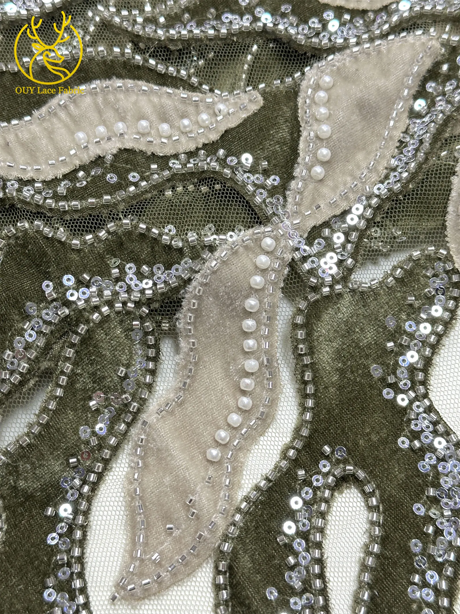 Roter Samtstoff mit Perlen und Pailletten, Spitzenstoff 2026, eleganter bestickter Tüllstoff für Bräutigam, französisches Hochzeitskleid, Abendkleid, zum Nähen, 5 Yards – Detail 12