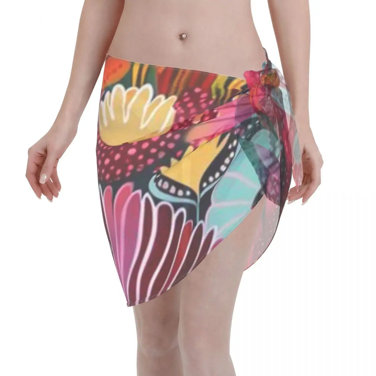 

Promotion Whimsical Floral Design With Dopamine Aesthetics Women's Beach Wrap SkirtBackyard Pool Party Beach Beachwear