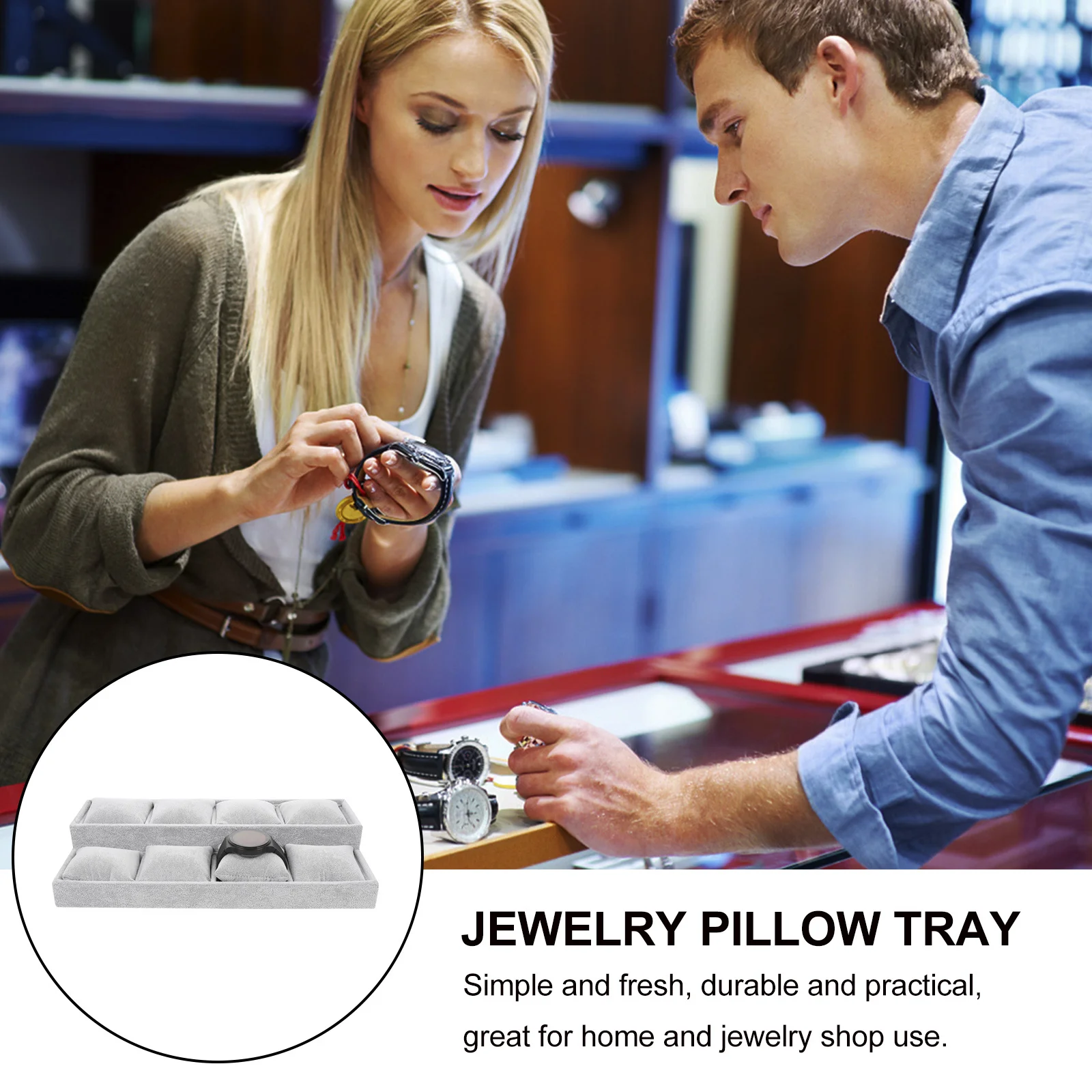 

Jewelry Display Tray Double Layer Watch Bracelet Storage Organizer Velour Bangle Holder For Party Decor Jewelry