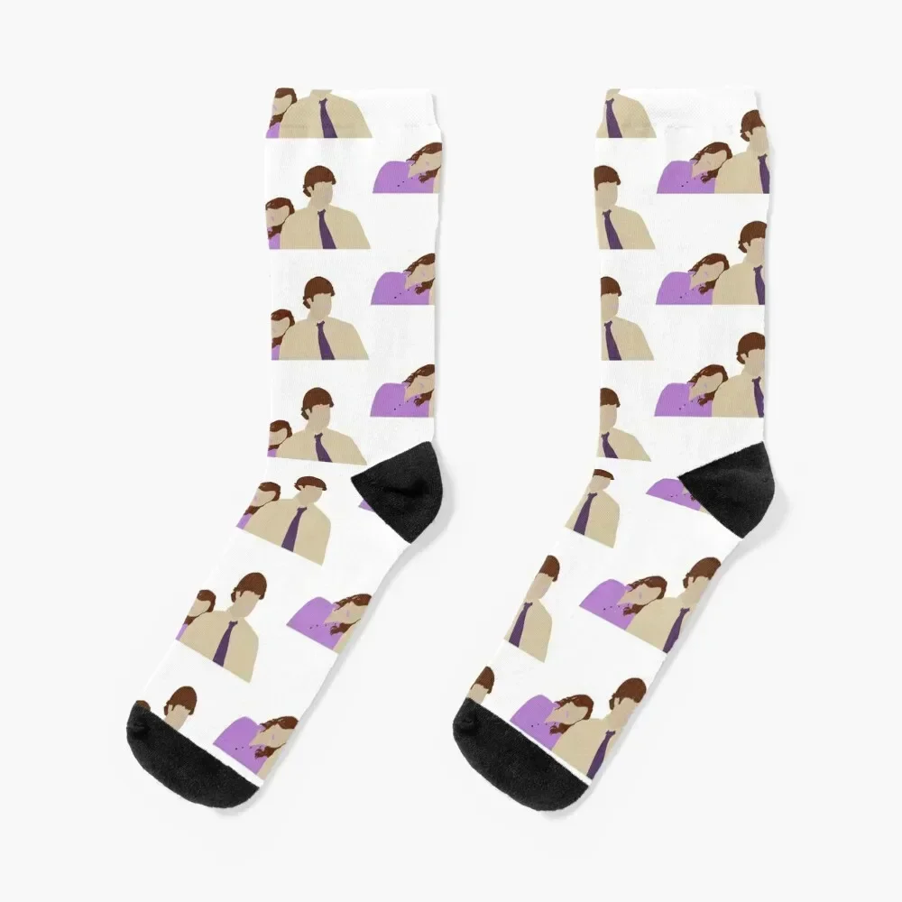 

Jim and Pam Minimalist Inspired Print | The Office TV | TV Show Character Portrait | Valentine's Socks