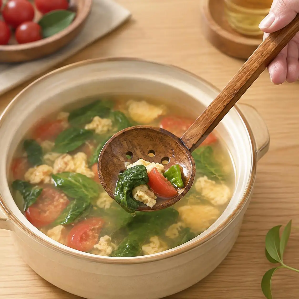 Durable Cooking Wooden Long Handle Colander Japanese Style Slotted Spoon Soup Spoon Ramen Spoon Kitchen Utensil Tool