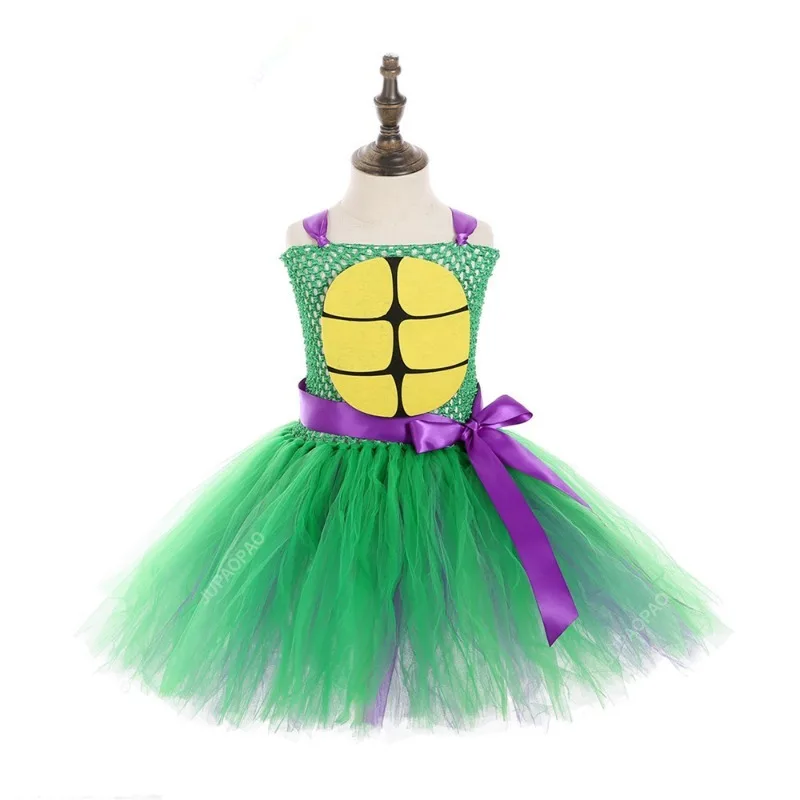 Red Green Turtle Fancy Tutu Dress for Girls Carnival Halloween Costumes Kids School Party Cosplay Outfit Child Birthday Clothes