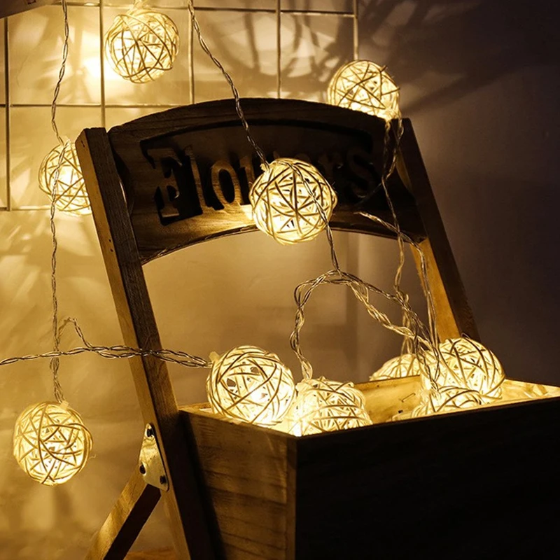 3m 20Led LED مصباح فلاش مصباح المكونات سلسلة مصباح كرة من السلال رومانسية مصباح الزفاف غرفة مصباح للزينة بطارية النيون مصباح غرفة