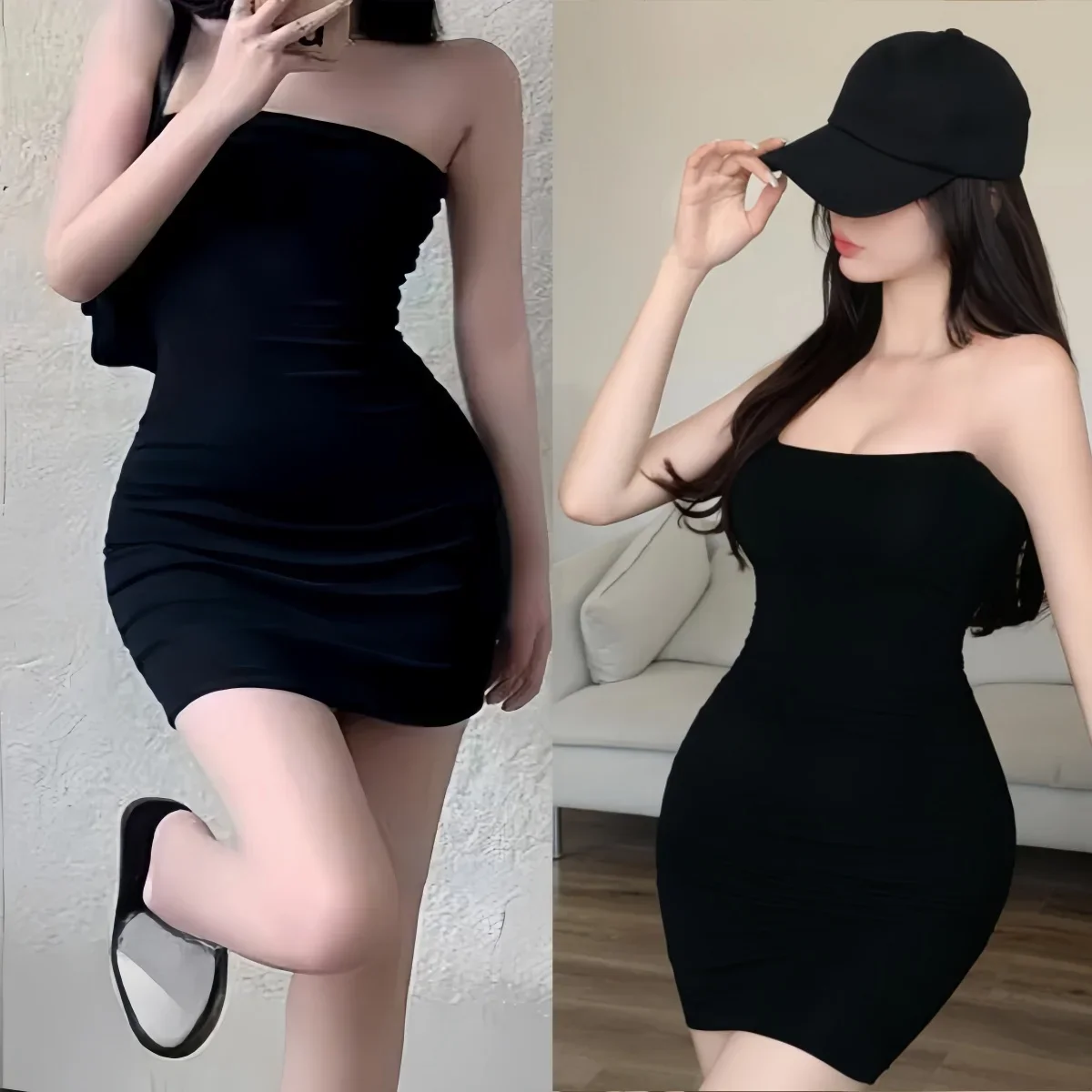 NEWJOINFUN Off Shoulder Wrap Chest Strapless One-piece Long Dress for Women's Nightclub Bodycon Sexy White Dresses Streetwear