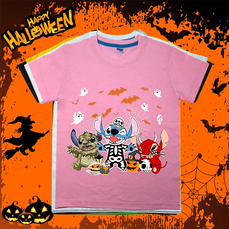 

Stitch Halloween6 printed kids T-shirts summer children's cotton short sleeves suitable for boys and girls casual tops