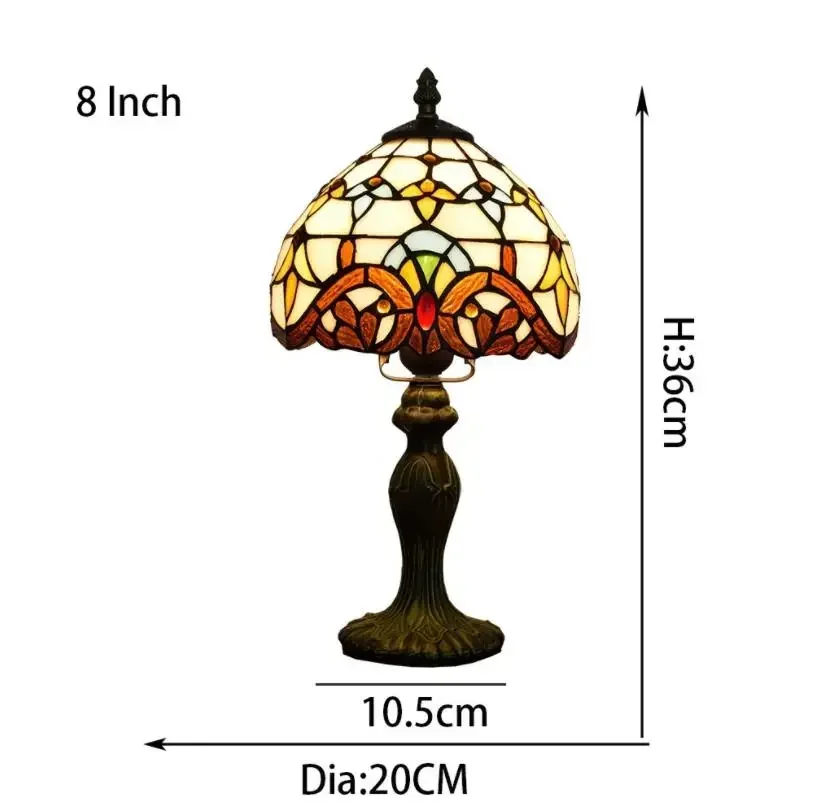 

EGR desk lamp European Creative Color Glass Baroque creative bedroom bedside desk lamp diameter 20cm small lamp