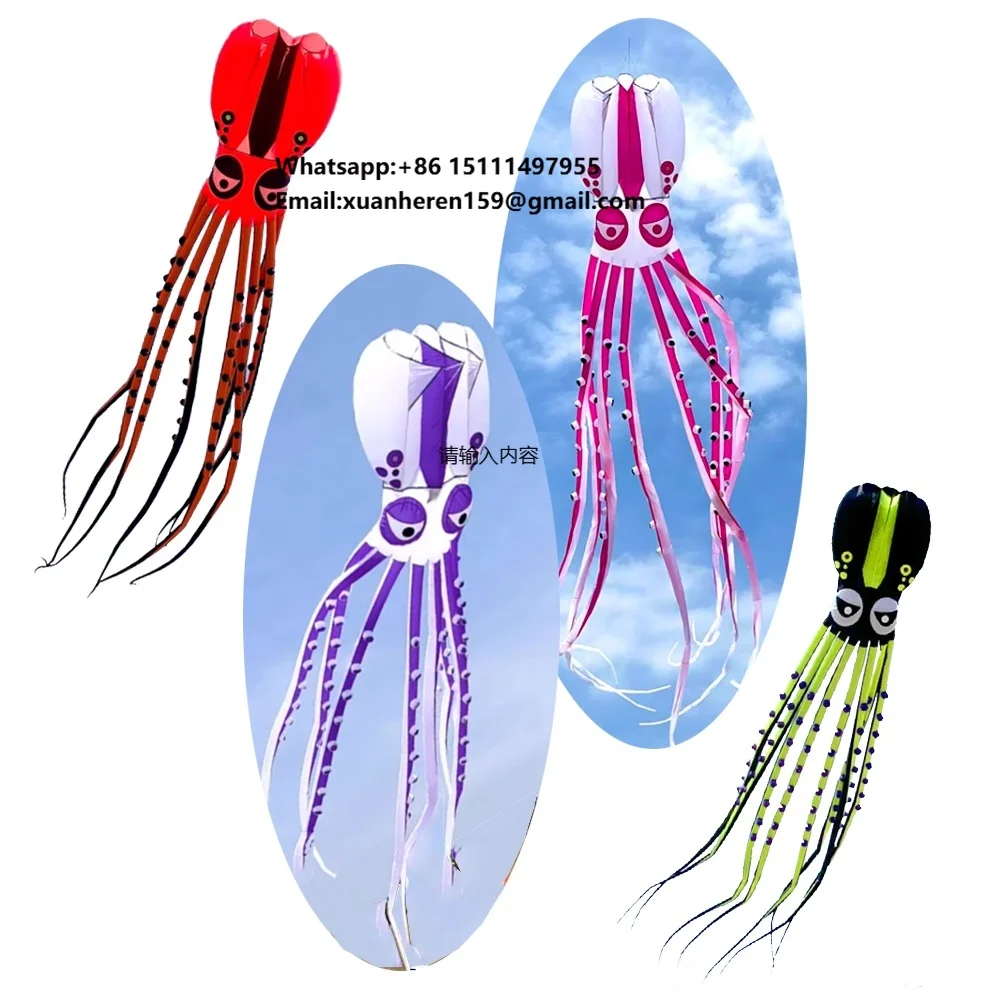 

Wholesale 18m Chinese Flying 3D Nylon Inflatable Octopus Parafoil Soft Beach Kite for Sale
