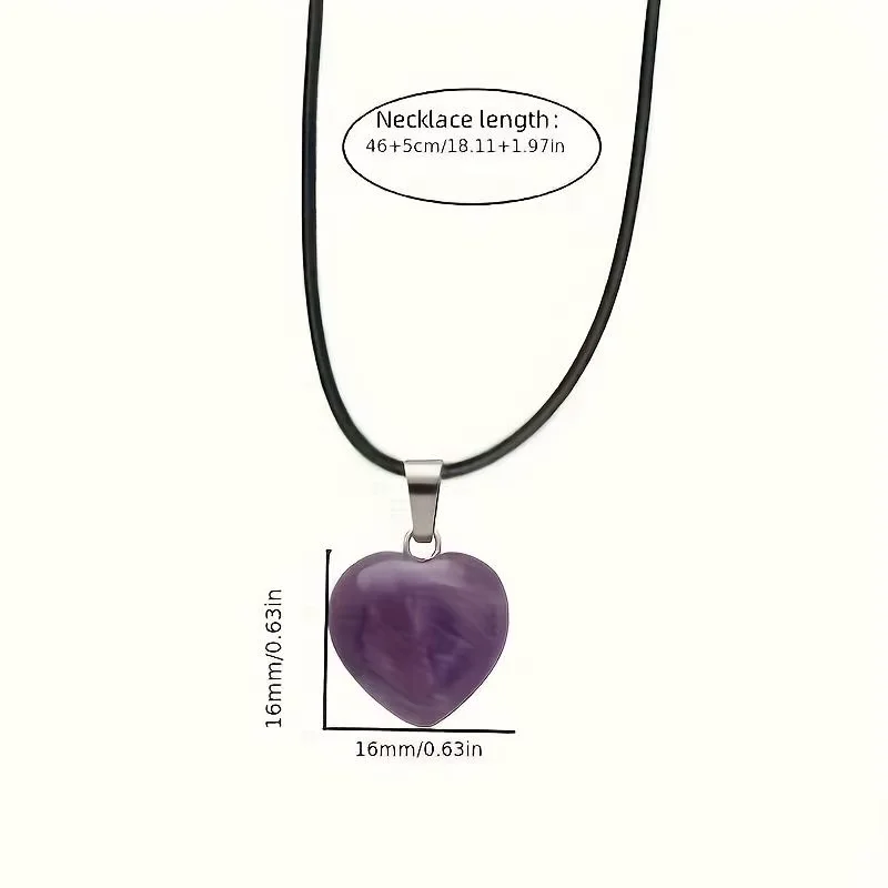 Pack of 3/5 Colorful Faux Gemstone Heart Pendants (with Leather Cord) – Perfect for DIY