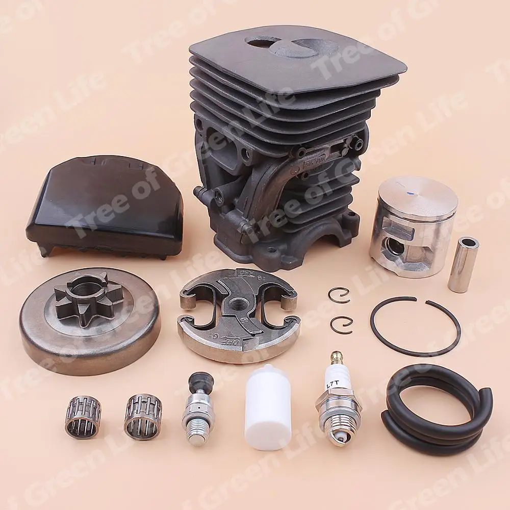 Kit pistone cilindro 47mm per Husqvarna 455 460 frizione tamburo Assy aria filtro carburante linea cuscinetto valvola di decompressione candela