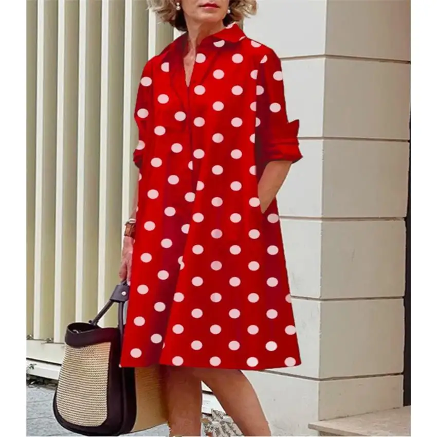 Vestido Csa F de Manga Longa Casual Ajuste Solto em Tecido Modal Moda Fena para a Primavera Espura Regular