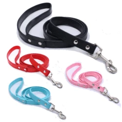 PU Leather Dog Leash Pets Dog Collar and Leash Rope Solid Running Buldog Belt Puppy Cat Dog Harness Lead Leashes for Small Dogs