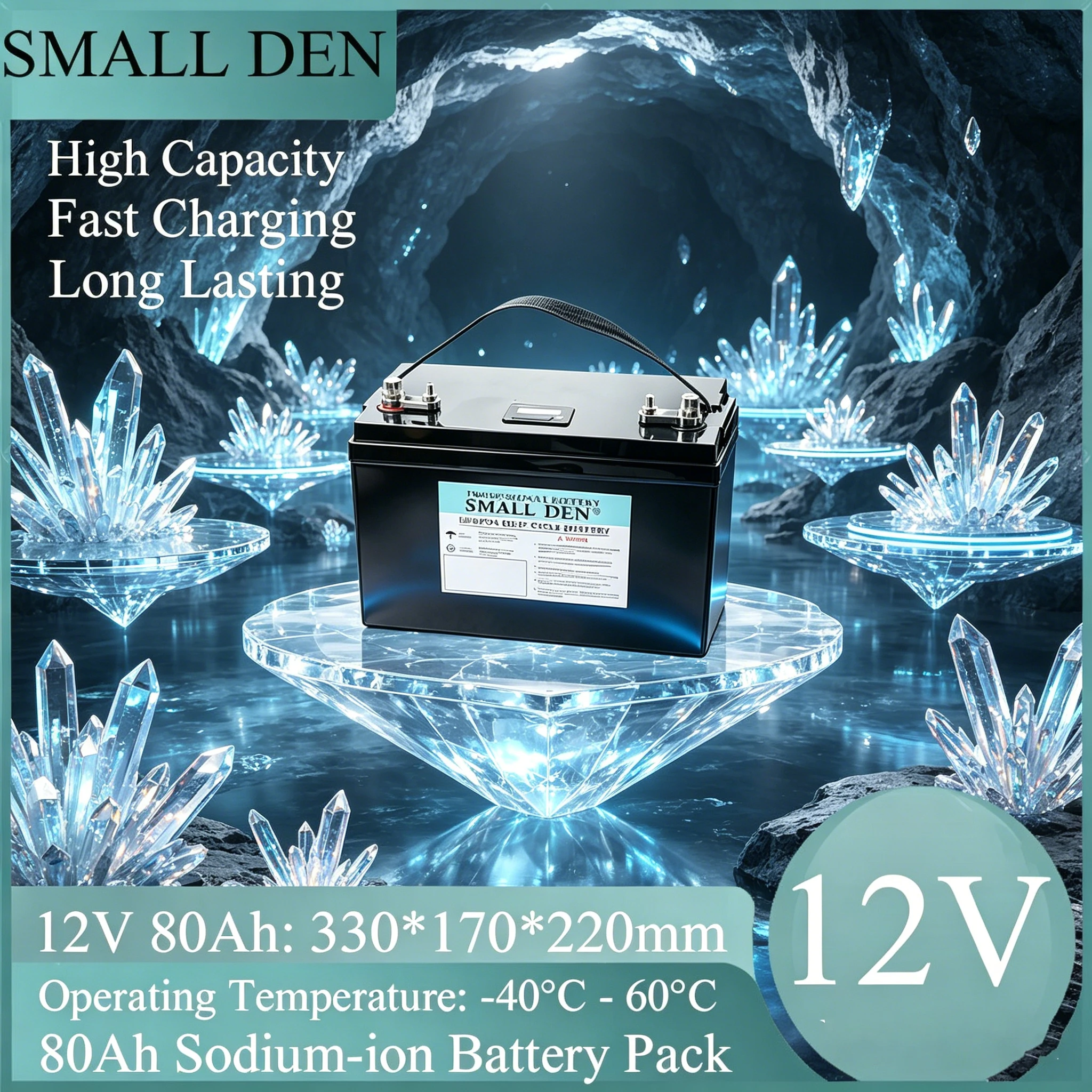 new 12V 80Ah sodium ion battery, low temperature resistance, suitable for RV, outdoor power supply, solar energy storage
