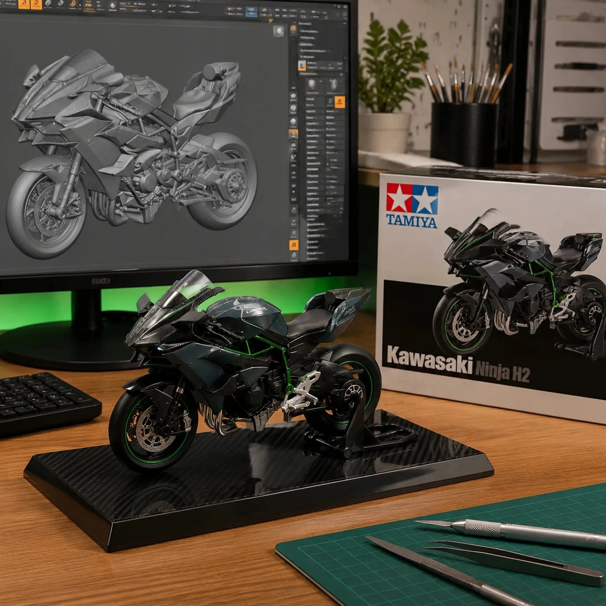 1:12 H2R S100RR Legierung Motorradmodell Druckguss Spielzeug Bürodekoration Sammlermodell Geschenkspielzeug