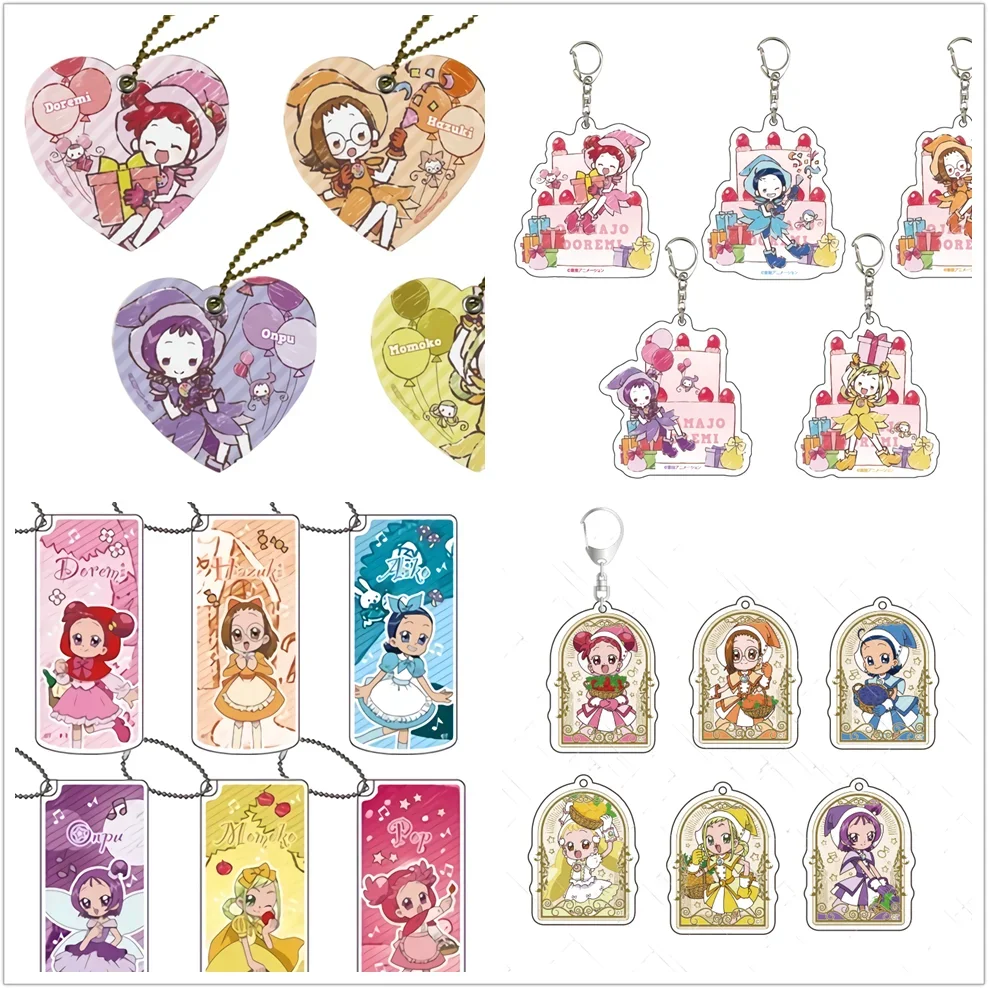 Anime Magical Ojamajo DoReMi Keychain Doll Harukaze Poppu Senoo Aiko Makihatayama Hana Acrylic Keyring Pendant for Gift