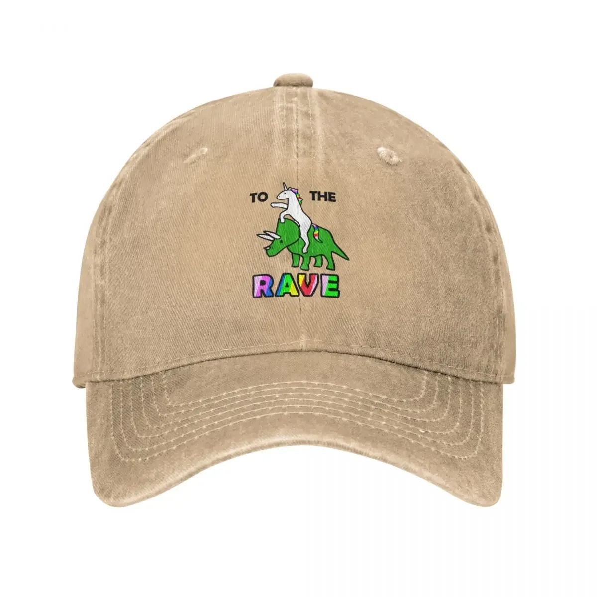 To The Rave! (Unicorn Riding Triceratops) Baseball Cap Bobble Hat Luxury Brand Caps For Women Men's