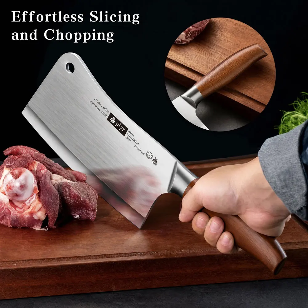 Heavy Duty Meat Cleaver Stainless Steel Butcher Knife for Bone Chopping-Ultra Sharp Professional Kitchen Knife with for Cooking