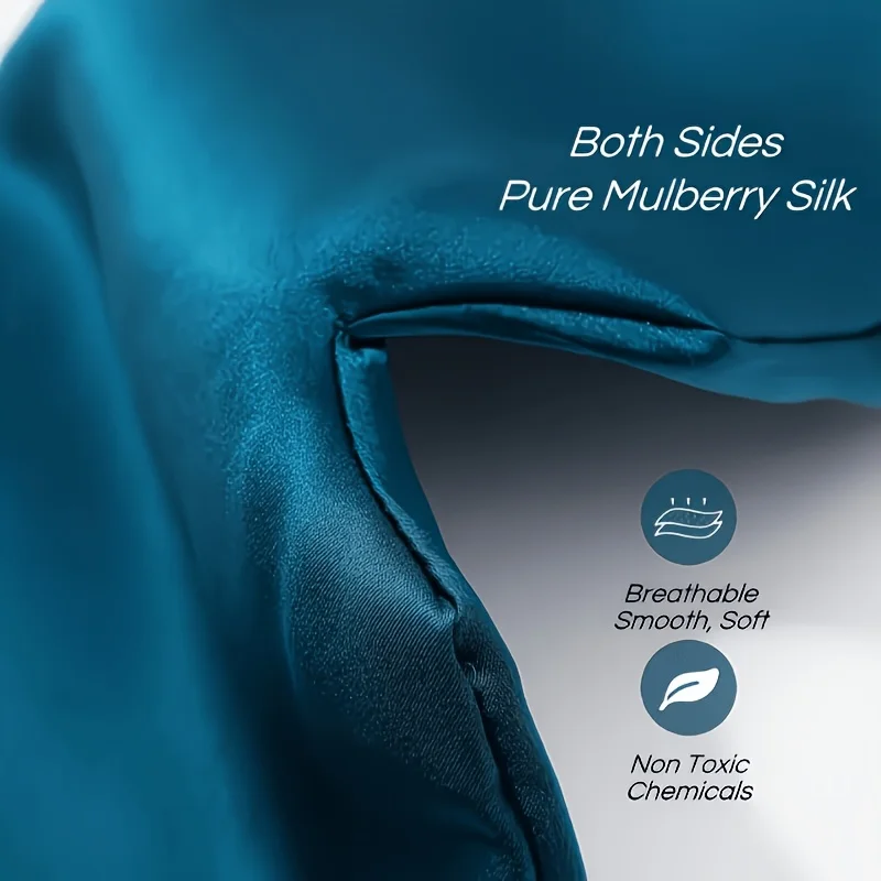 1-Piece Full Blackout Sleep Mask, Long Style, Light-Blocking, Non-Pressing on Eyes, Non-Pinchy on Ears, Faux Silk Full-Cover Eye Mask, Suitable for All Seasons, Widened Eye Mask