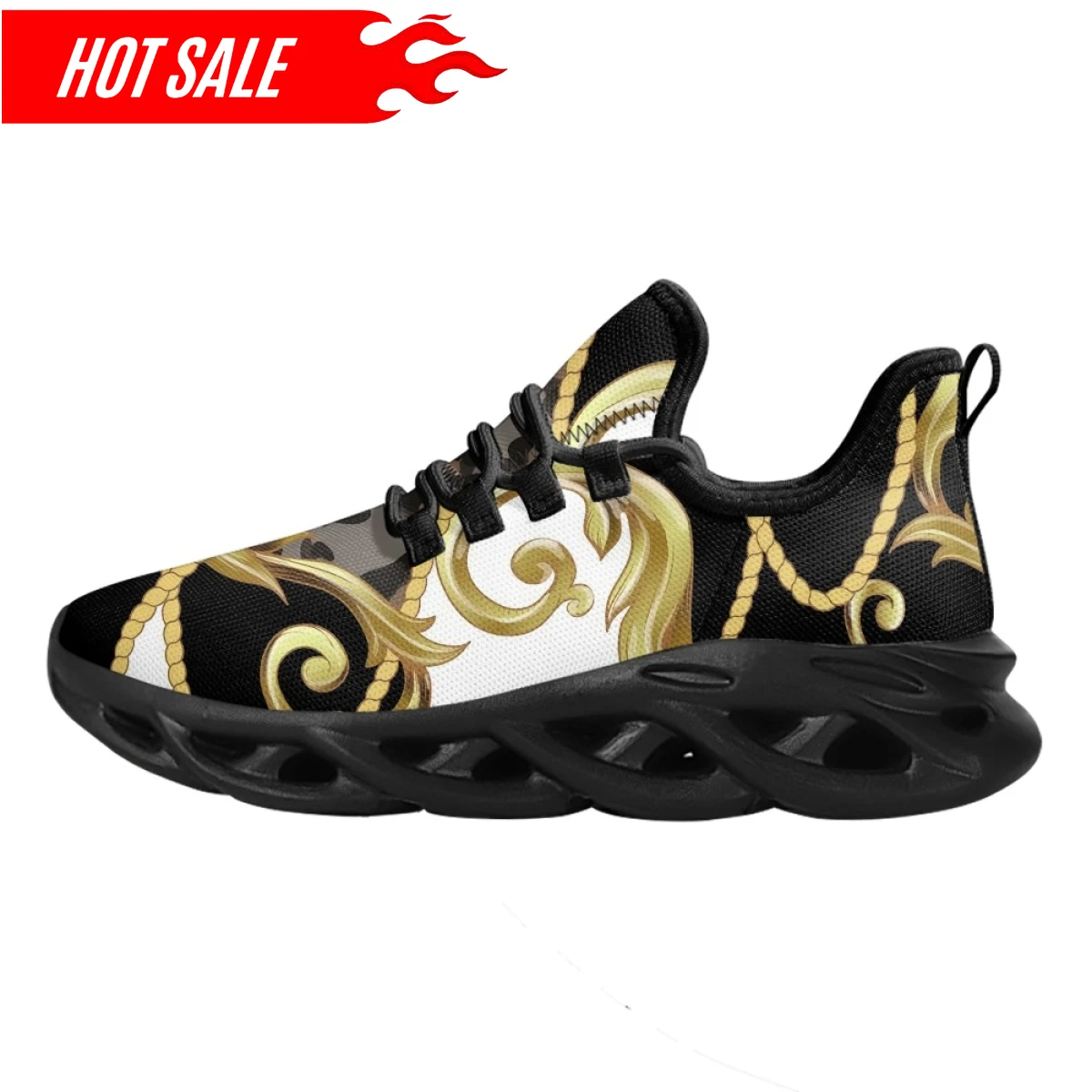 Casual Lace-up Mesh Sneakers for Women Vintage Baroque Leopard Floral Print Girls Travel Platform Shoes Footwear