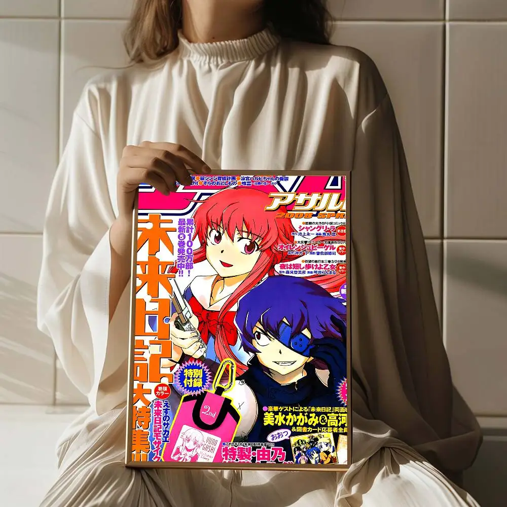 أنيمي الشكل ميراي نيكي المستقبل مذكرات ذاتية اللصق ملصق فني ديكور اللوحة جدار الفن ورق الكرافت الأبيض ديكور المنزل