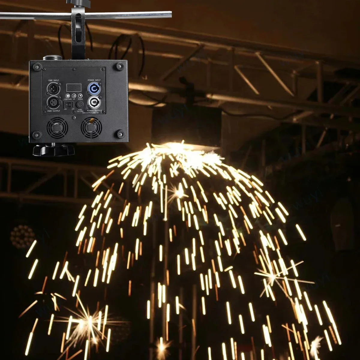 

Hanging Upside Down Cold Pyrotechnic Machine Electronic Sparkler Sparkular Waterfall Spark Wedding Party DJ Concert Stage Event