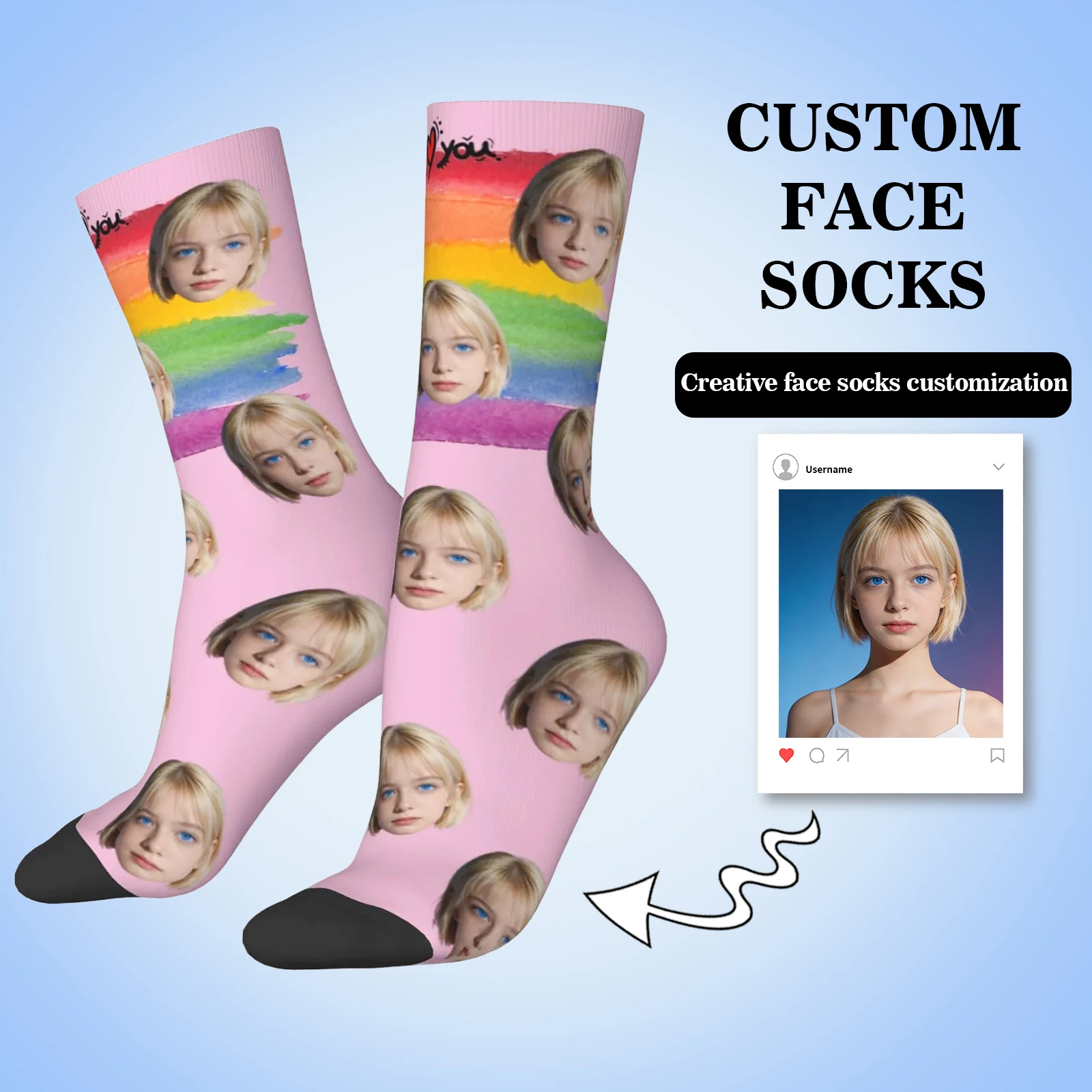 Customized face-shaped socks  DIY Unisex customized socks Personalized picture socks Photo socks Customized socks as gifts