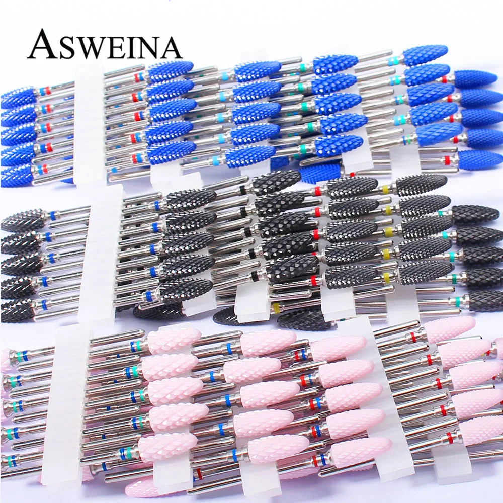 

10pc/Set Ceramic Milling Cutter Pink Nail Drill Bits for Manicure Drills Electric Cuticle Remove Files Gel Polish Burr Tools