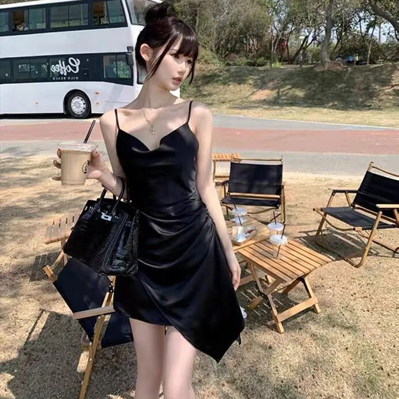 بوهيميا المرأة الحلو فستان ستان لون الحلوى غير المتكافئة فستان حفلة صغيرة أنيقة مثير الحرير الاصطناعي فساتين الشاطئ vestidos