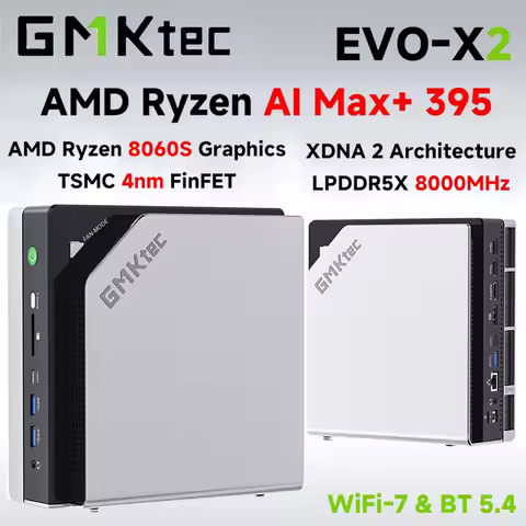 GMKtec EVO-X2 AI Mini PC AMD Ryzen Al Max+ 395 128GB LPDDR5X 8000MHz (16GB*8)M.2 2280 SSD WIFI7 BT5.4 USB4 Mini Gaming Computer