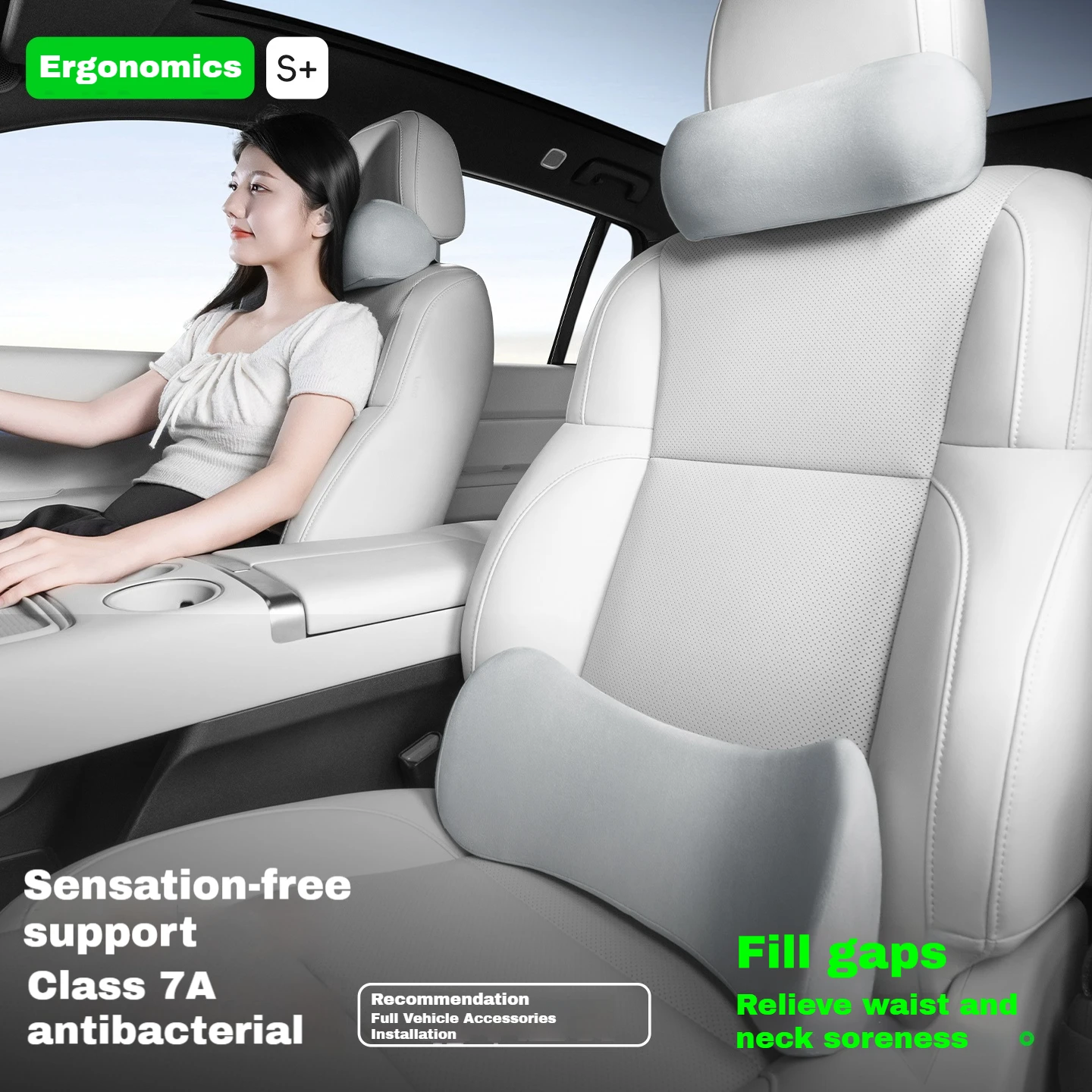 

New Non Sensory Support Car Headrest And Lumbar Support Set Gap Filling Technology For A More Comfortable Waist And Neck