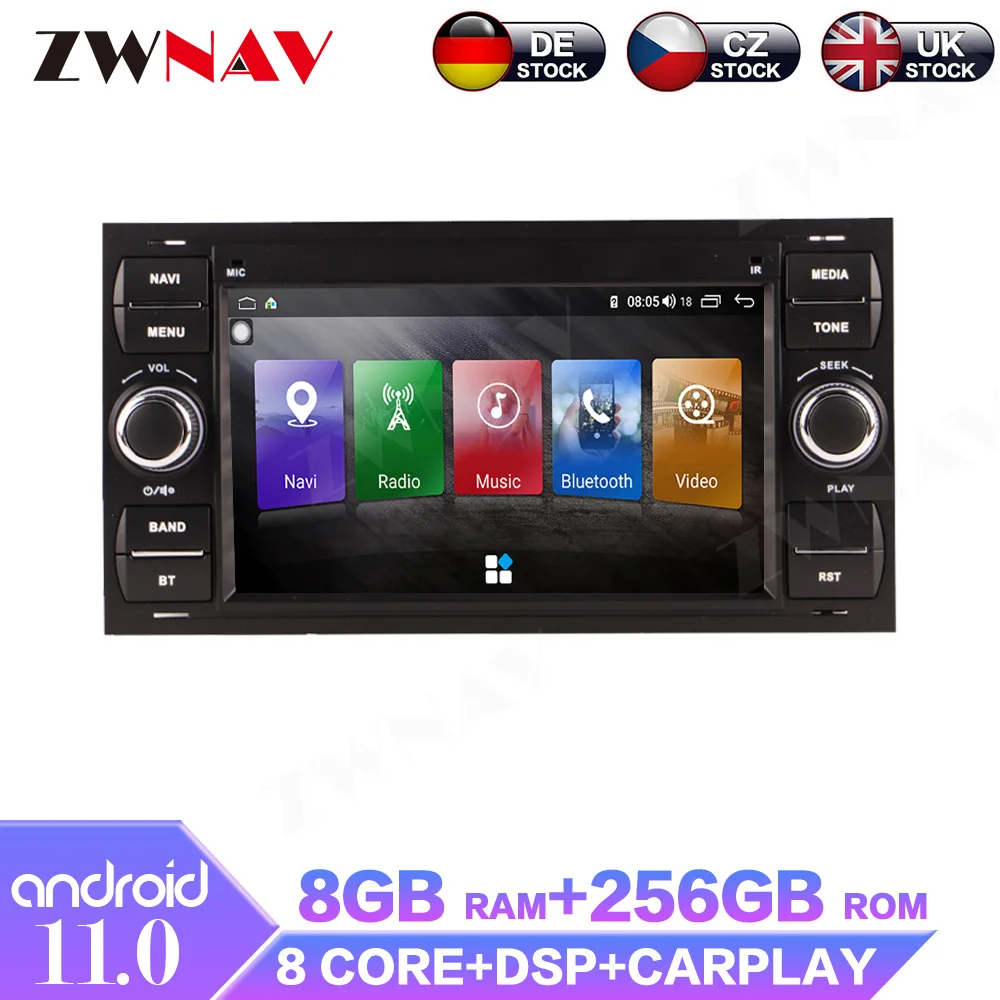 Android11.0 IPS Black HD Screen For FORD-2006  Car Radio Multimedia Carplay Player GPS Auto Navi Audio Stereo Head Unit DSP 2din