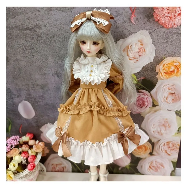 

Платье синего медведя для девочек, одежда для кукол BJD, юбка 1/6, 1/4, 1/3, аксессуары для волос, состоящие из двух частей