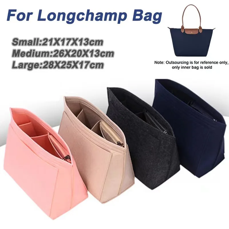 Filz-Einsatztasche, passend für Longchamp Handtasche, Liner-Tasche, Filztuch, Make-up-Tasche, Unterstützung für Reisen, tragbarer Einsatz-Geldbörsen-Organizer