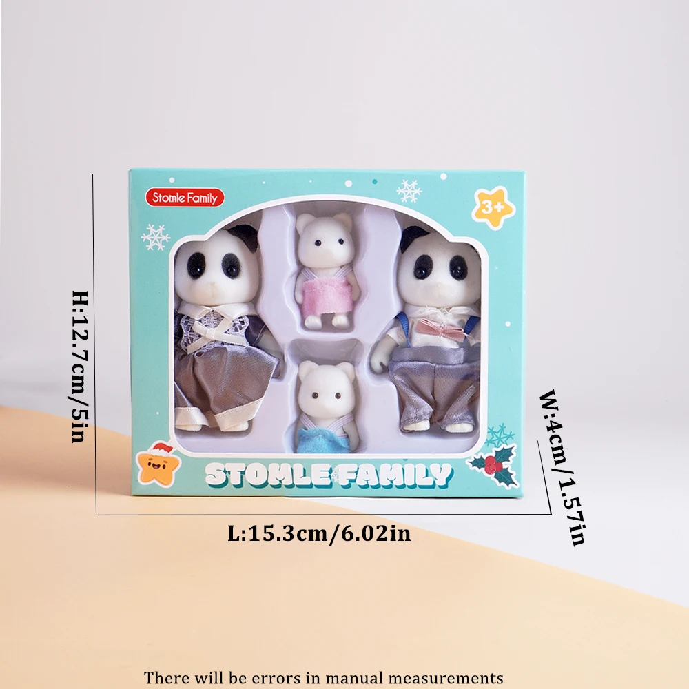상자 포장 숲 가족 순록 토끼 팬더 동물 시뮬레이션 인형 집 Playset 놀이 집 장난감 액세서리 어린이를위한 크리스마스 선물