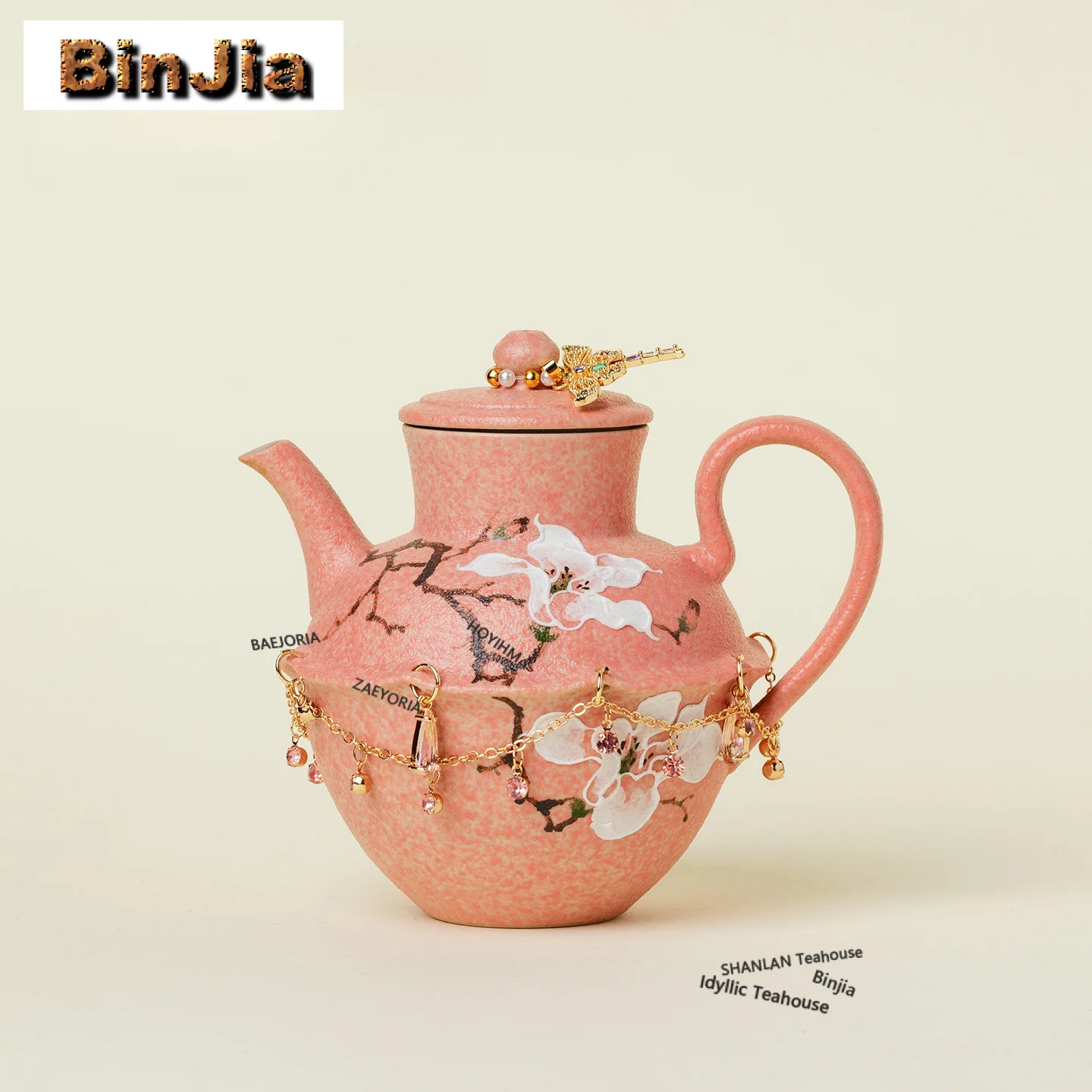 

230ml Hand-painted Magnolia Teapot Luxury Tea Infuser Pot Household Tea Maker Kettle With Ball Hole Puer Teaset Collection Gifts