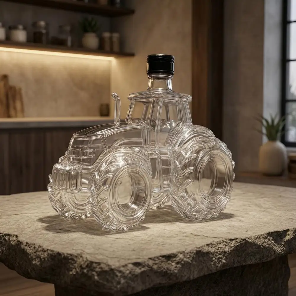 

Glass Spirit Container 300ML Wine Bottle with Lid Clear Glass Flask for Whiskey Wine Spirits Unique Novelty Barware Gift