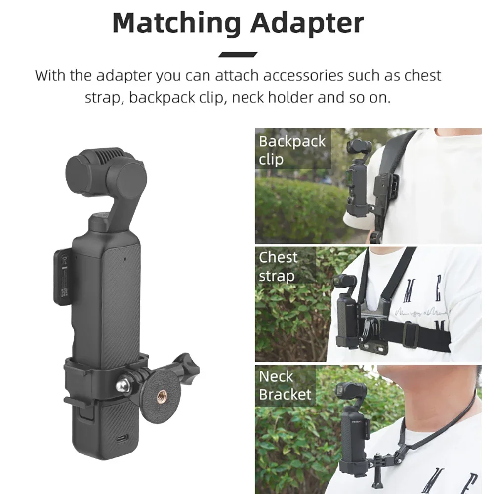 BRDRC Extension Frame Adapter for DJI Pocket 3, Bike Holder/Backpack Clip/Selfie Stick Expansion Mount Bracket Camera Accessory