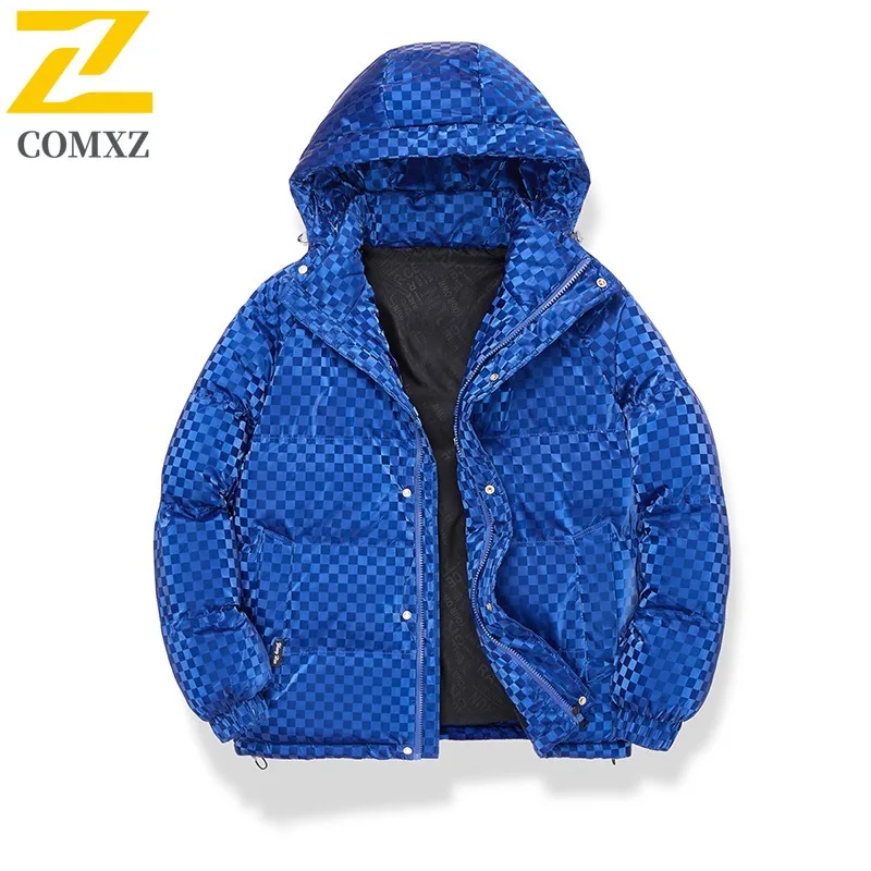 COMXZ الرجال الخبز سترة عالية الجودة مقنعين سميكة Preppy بلون السفر الثلجي وسادة مبطنة المشي لمسافات طويلة يندبروف الشتاء الحشو