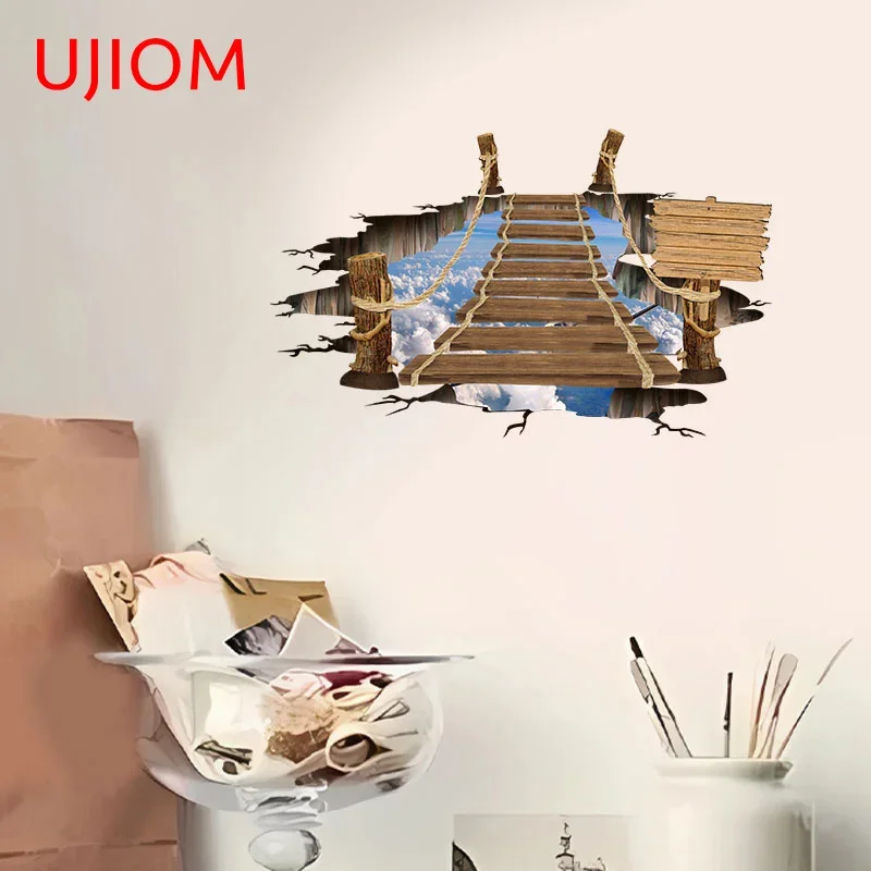 UJIOM Tear Sky Cloud Wall Sticker Floor Decor Decals Waterproof Home Decoration Creative 3D Decal Balcony Study Dress Up