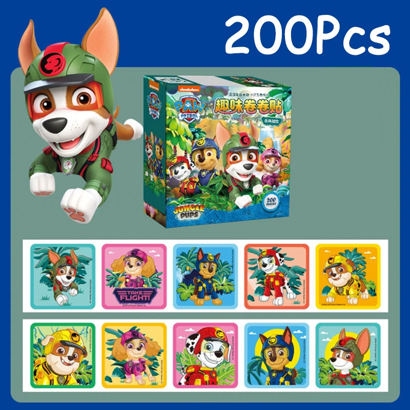 200Pcs Paw Patrol Stickers Anime Figure Chase Marshall Ryder Stationery Supplies School Teacher Reward Stickers Toy Kids Gifts