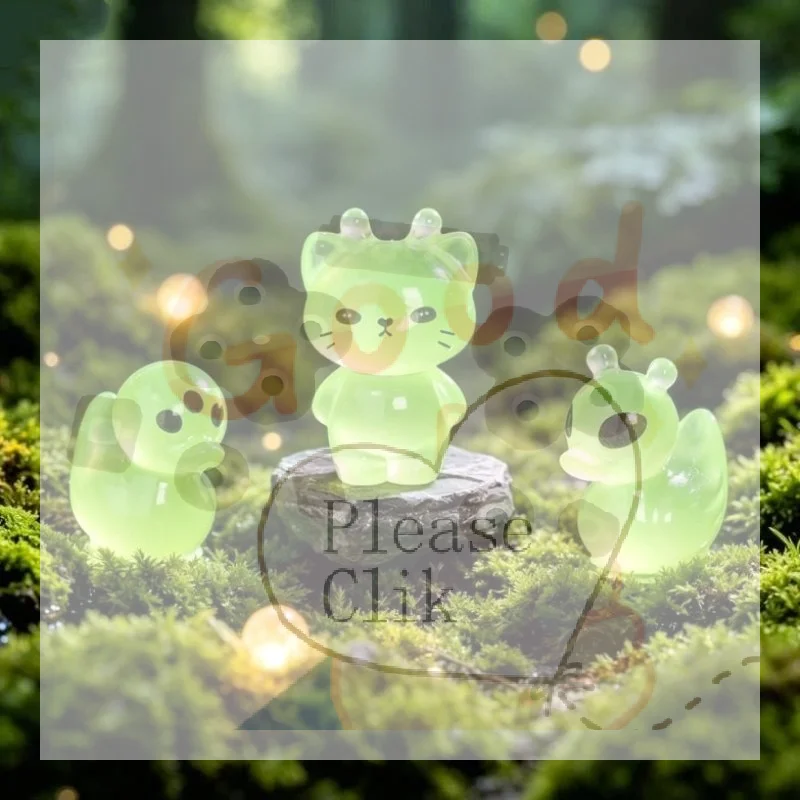 10pcs Glow In The Dark Mini Resin Figurines Adorable Cat Duck for Micro Landscape  Potted Decor