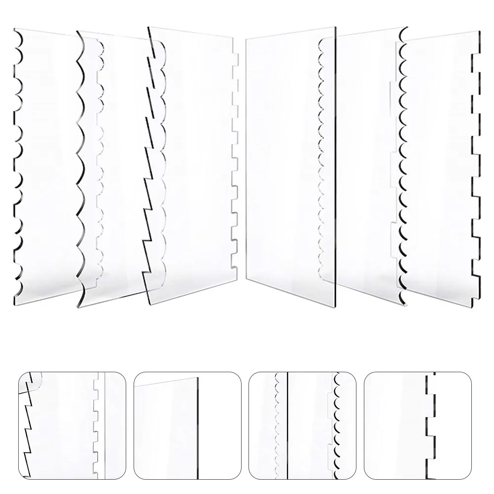 6Pcs Transparent Acrylic Cake Scraper Set Baking Accessories Kitchen Tools for Dough Butter Pastry Cream Smoothing Cutter