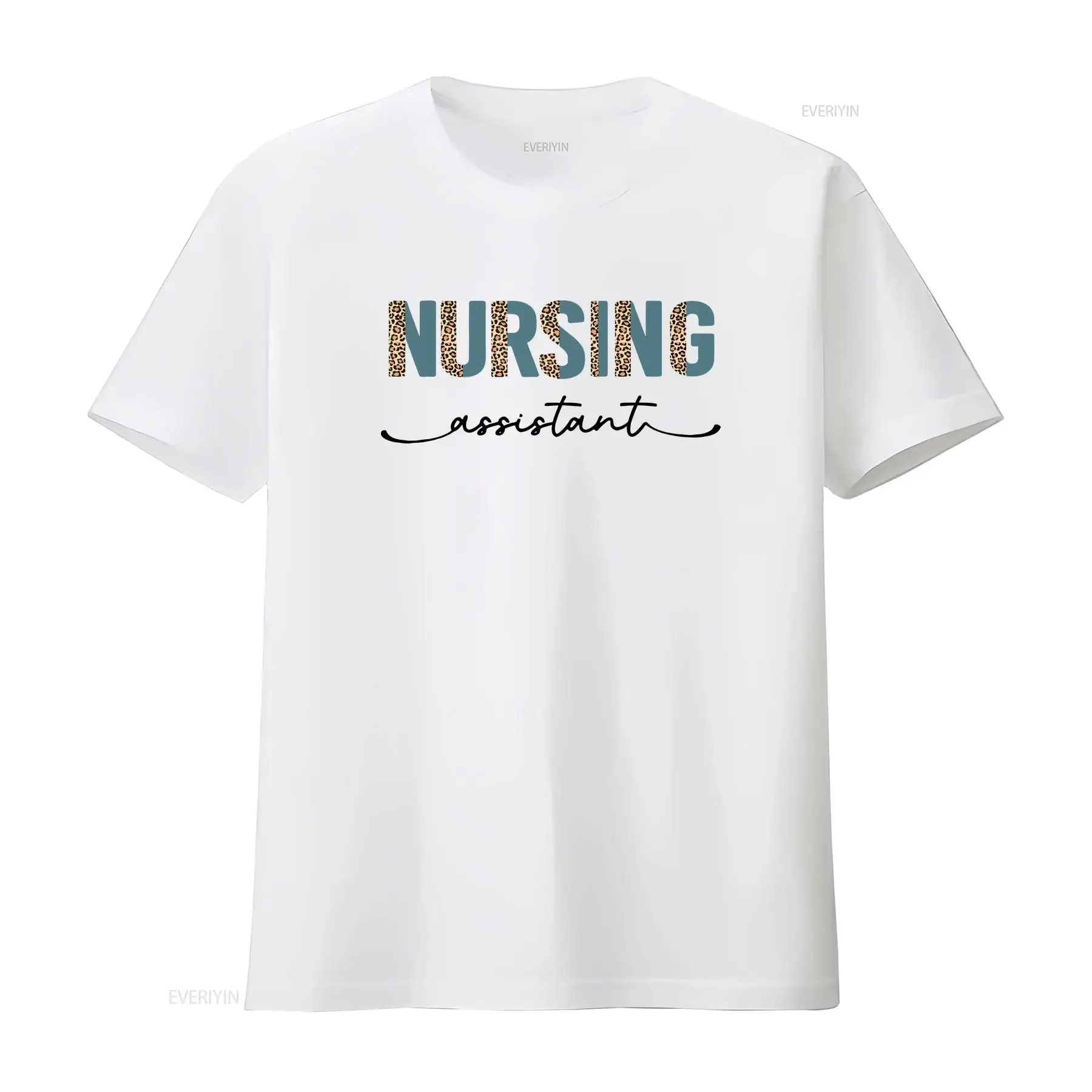 CNA T Shirt Nursing Assistant SweaT Nurse Crewneck Leopard Cheetah vintage Washed streetwear Casual Breathable homme Versatile