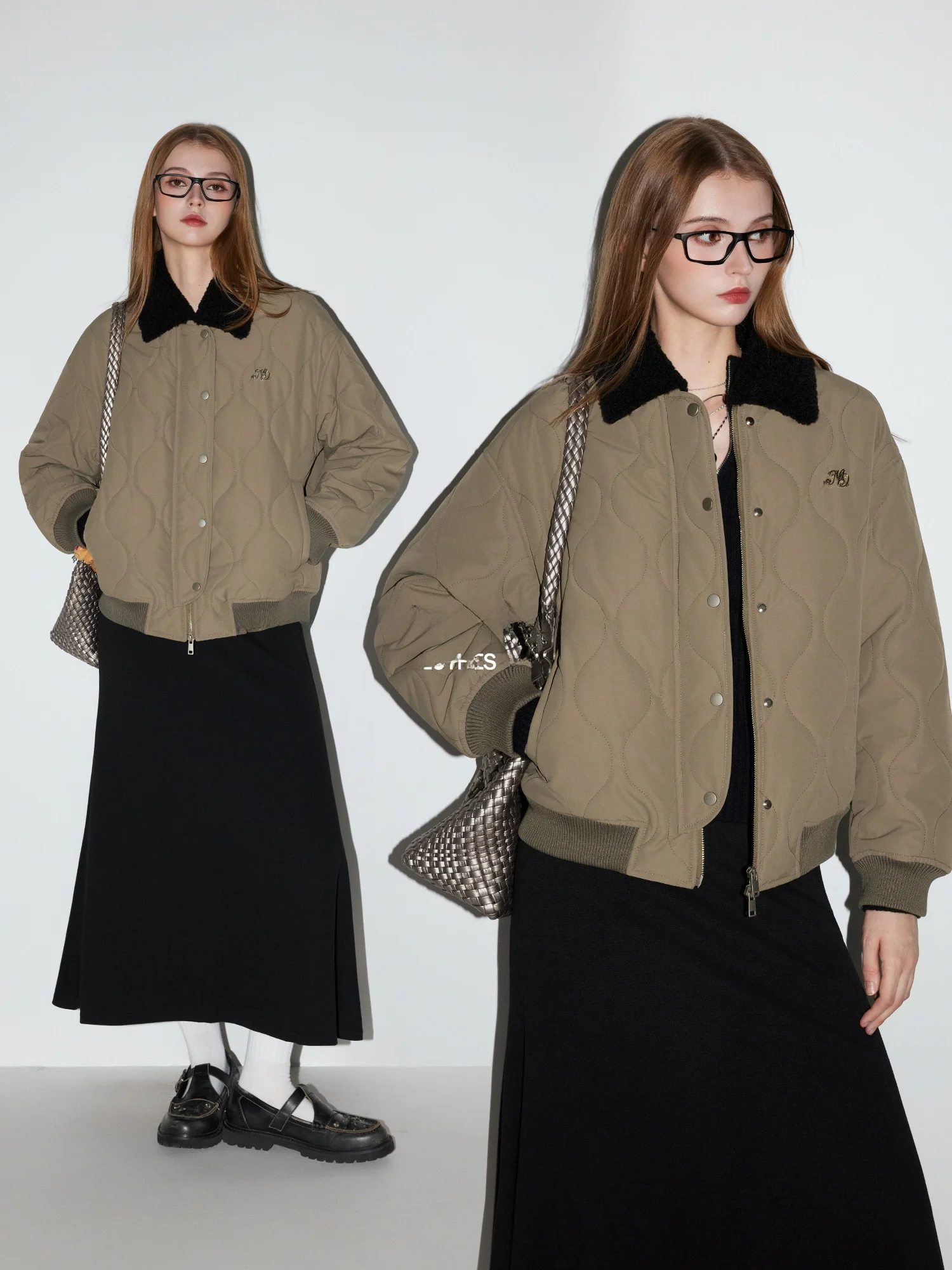 

Зимнее утепленное пальто MoodBerry Barn Sle Color Blo Collar из легкого хлопка для женщин