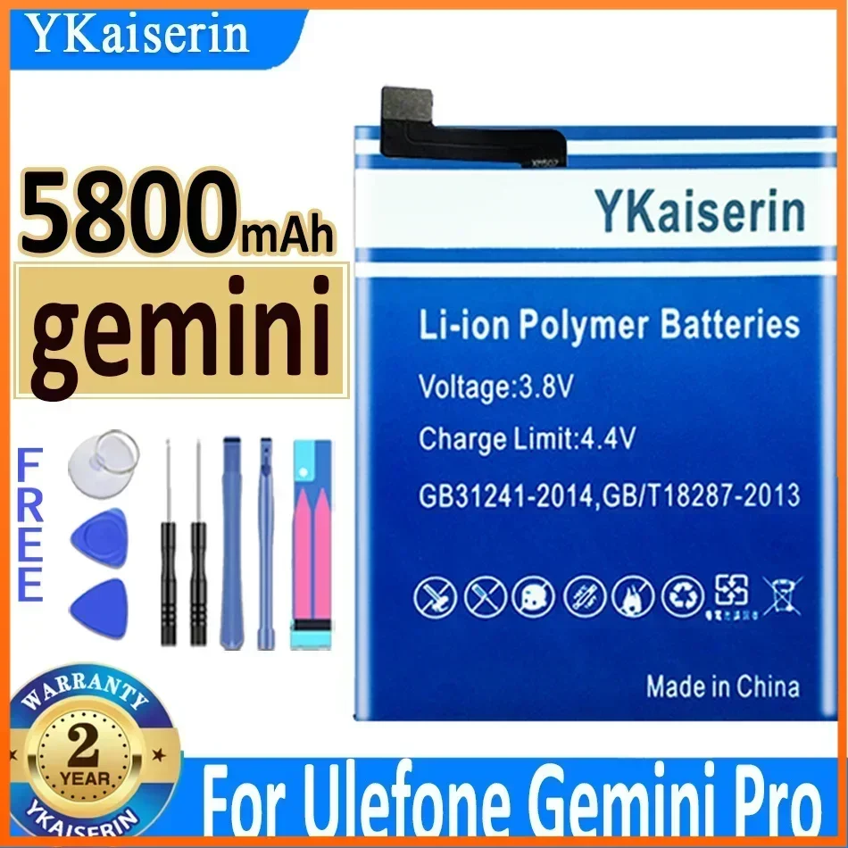 YKaiserin for Ulefone Gemini Pro & T1 Replacement 5800mAh Parts Backup Battery for Ulefone Gemini Pro Smart Phone Batteries