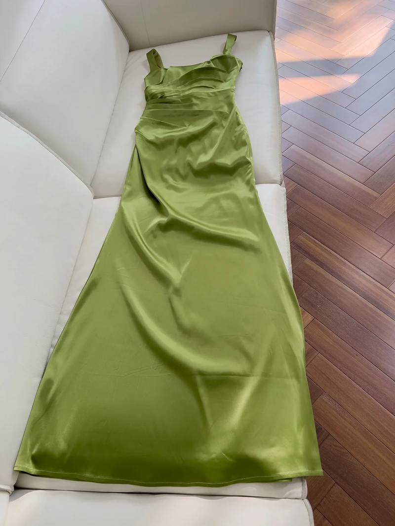 

Ele Longeny, шелковое атласное платье с запахом и поясом, модное вечернее платье с высокой талией для свадьбы, свидания, дня рождения