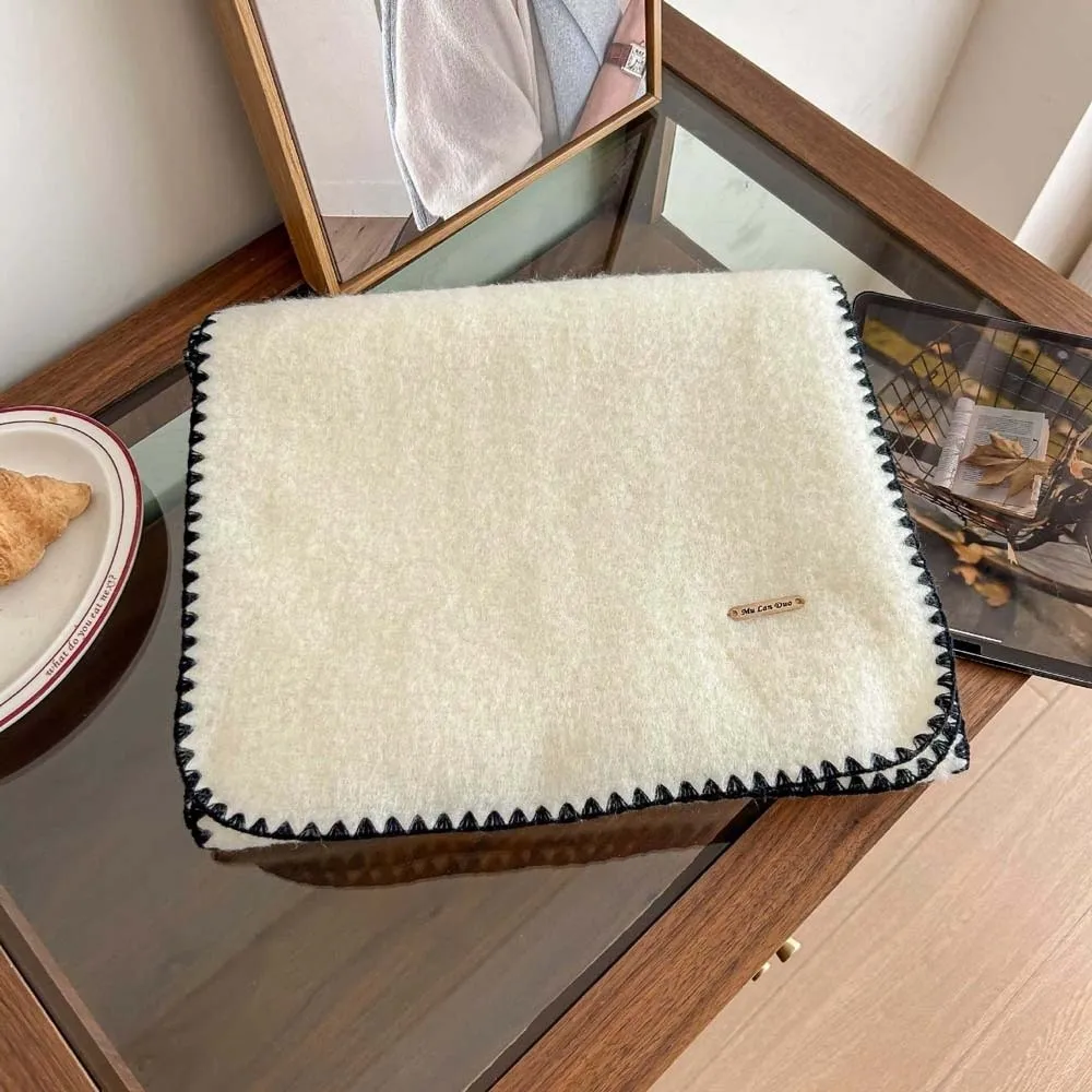 

Polyester Lock Edge Winter Scarf Soft Solid Color Long Thickened Neckscarf Cold-proof French Style Women Warmer Scarf Couple