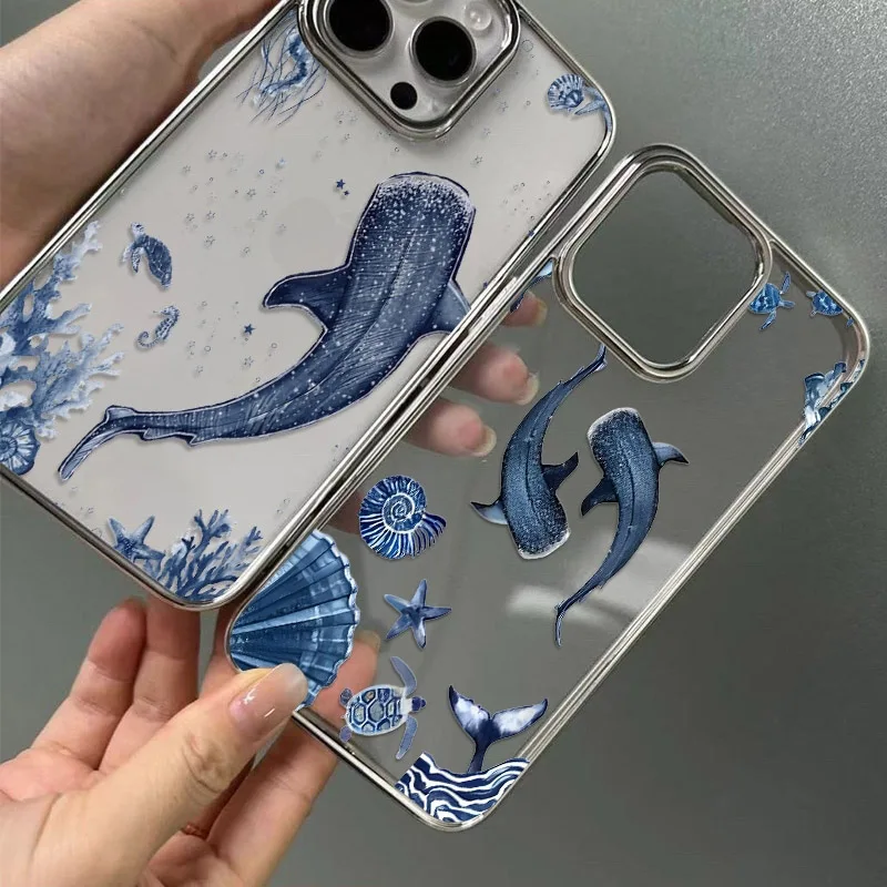 Latest dolphin Whales Phone Case For iPhone 17 ProMax 16 Pro Max 15 Plus 14 13 Mini 12 11 TPU Cover