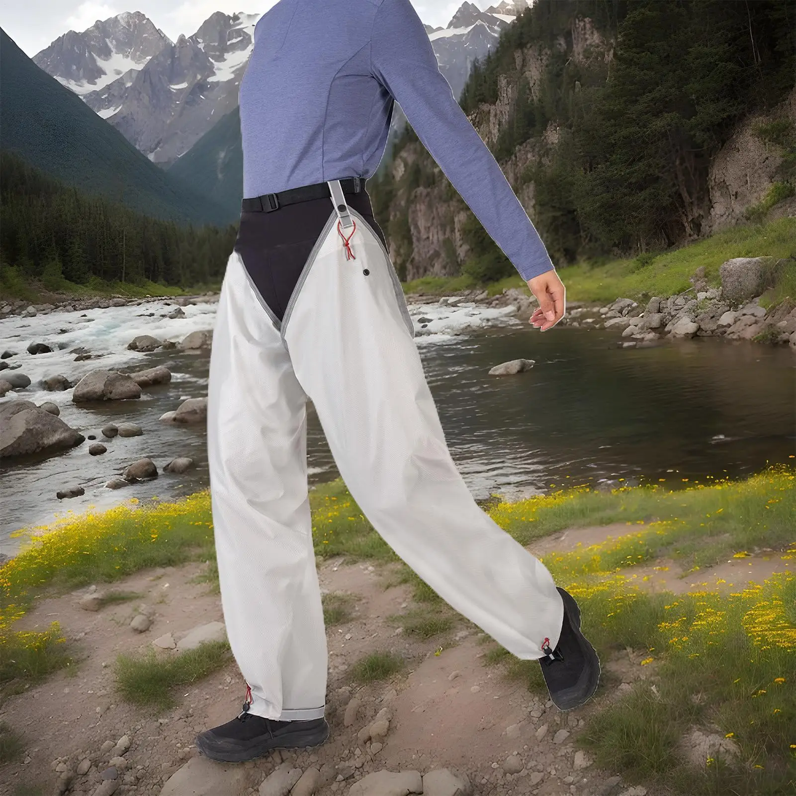 

Водонепроницаемые дождевые брюки, дождевые походные брюки с поясом, складные износостойкие верхние брюки, дождевик с регулируемым ремешком на щиколотке для