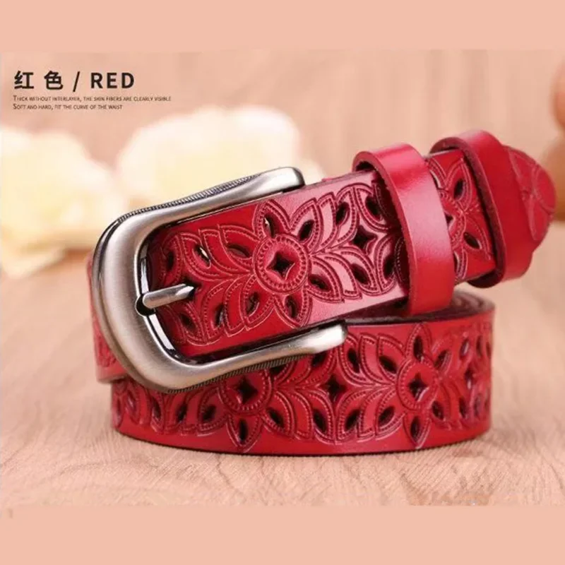 115CM New Belt Hollow Pattern Belt Ladies Trend Waistband Genuine Woman Belt Vintage Pin Buckle Imitation Leather Strap Jeans